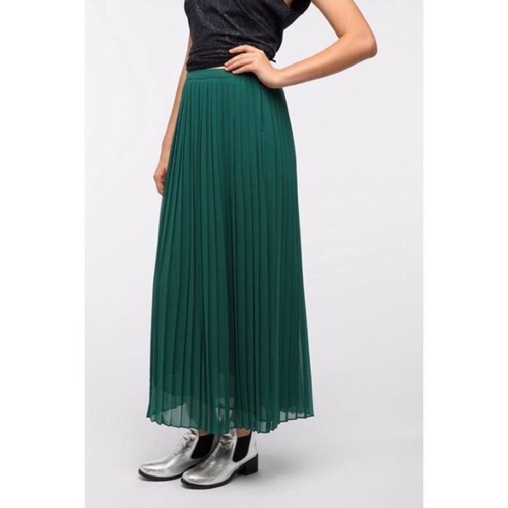 Urban Outfitters Green Pleated Maxi Skirt
